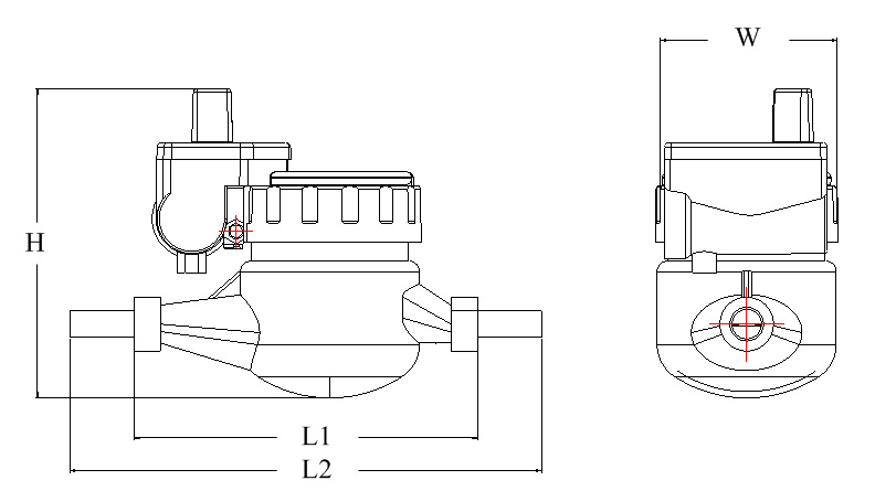 NB-IoT無線(xiàn)遠傳水表(biǎo)外形尺寸(cun)圖