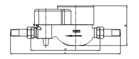 光電(diàn)直讀遠傳(chuán)閥控水表(biao)外形尺寸(cùn)圖