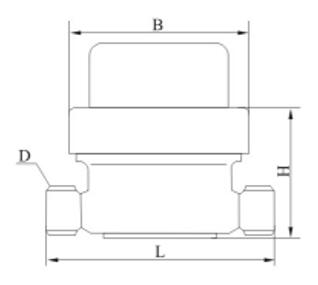 光電直讀直(zhí)飲水水表外形(xíng)尺寸圖